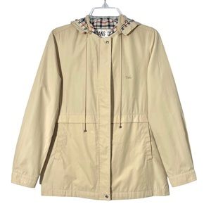 Vintage 90s Daks Golf Beige Zip Up Water Resistant Raincoat Jacket Women Small